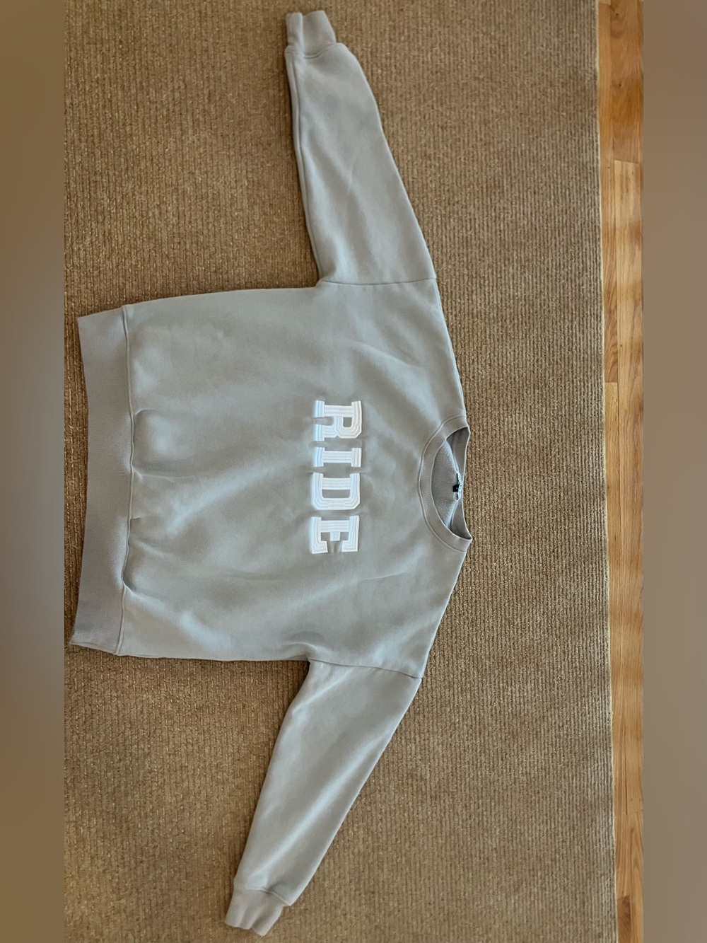 TKEQ RIDE Embroidered Crewneck Sweatshirt Beige Size 2